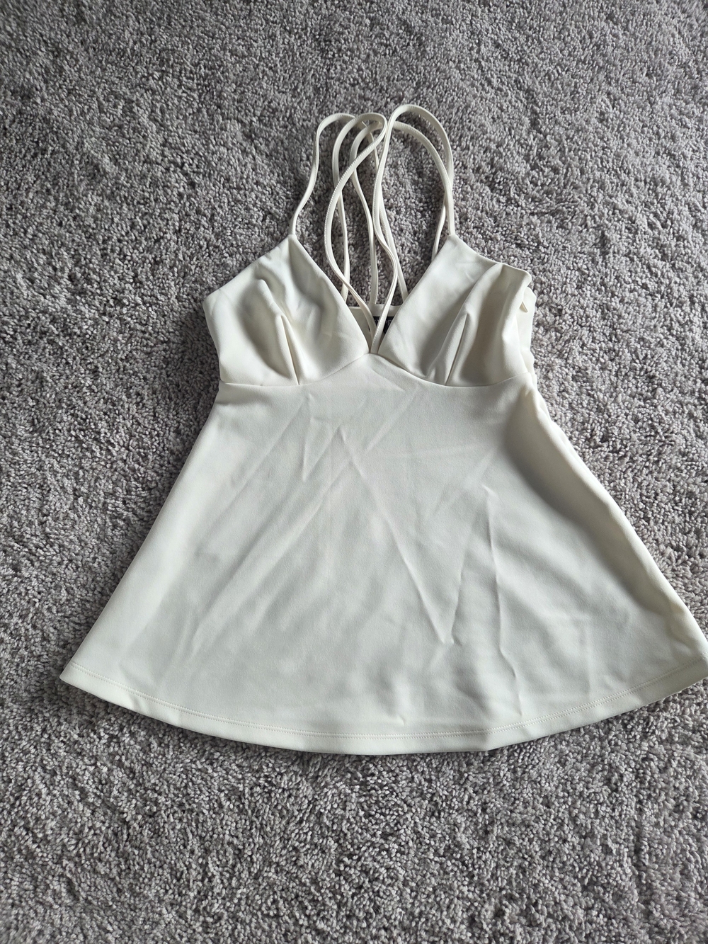 Women’s Express Cream Strappy V-Neck Criss Cross Back Tank Top